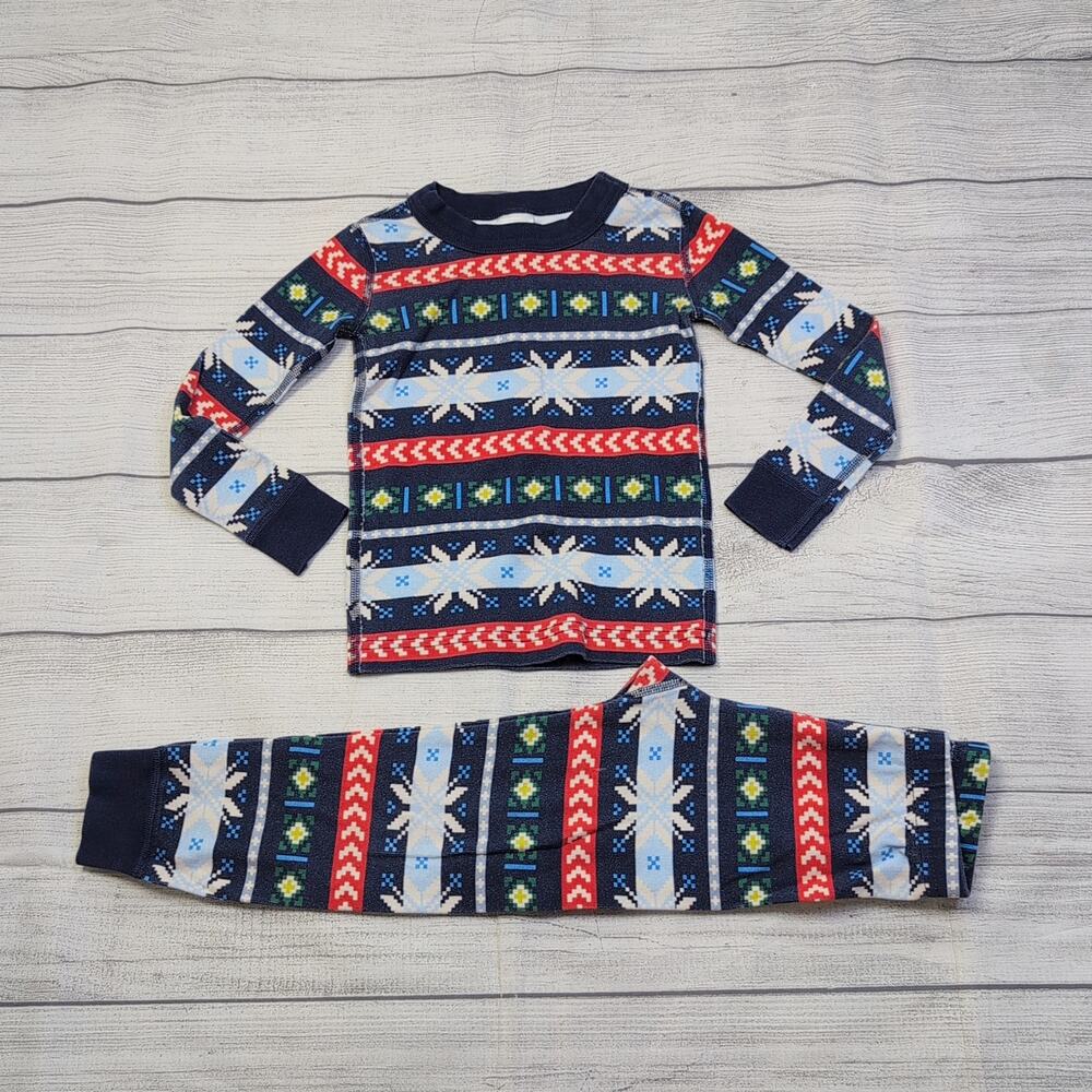4 Hanna Andersson Scandi Snowflake Fairisle Long John Pajamas